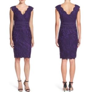 Tadashi Shoji lace v-neck dress in purple size 12